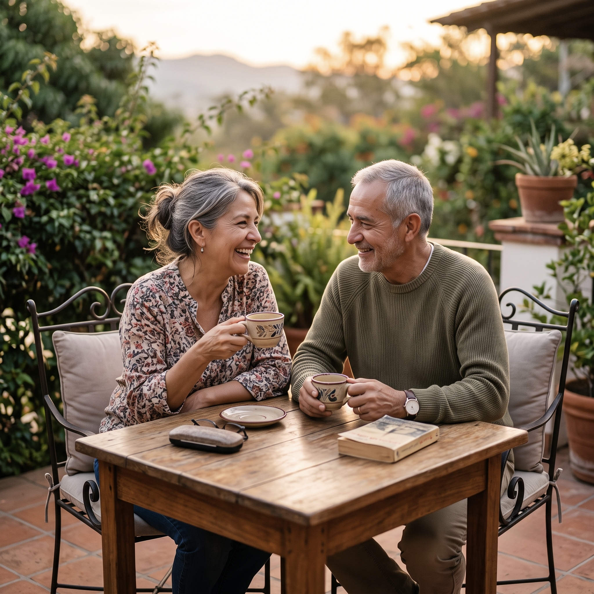 Pareja mexicana disfrutando su retiro con tranquilidad financiera